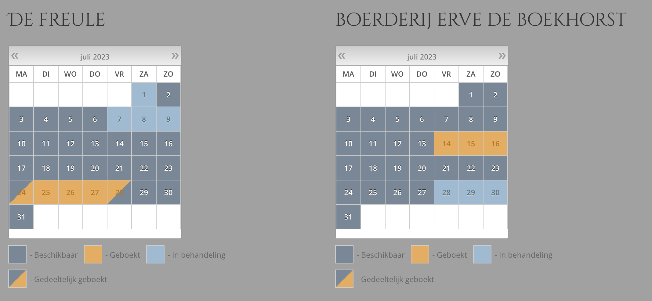 Boekingssysteem Boerderij Erve de Boekhorst