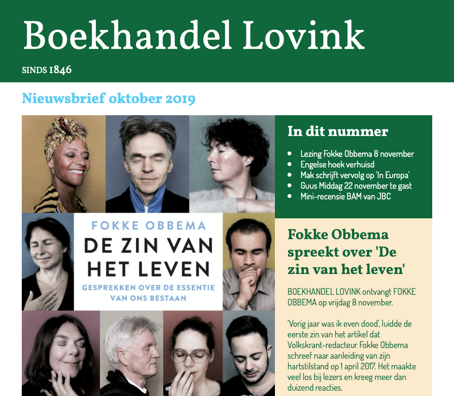 Boekhandel Lovink nieuwsbrief Boekhandel Lovink nieuwsbrief