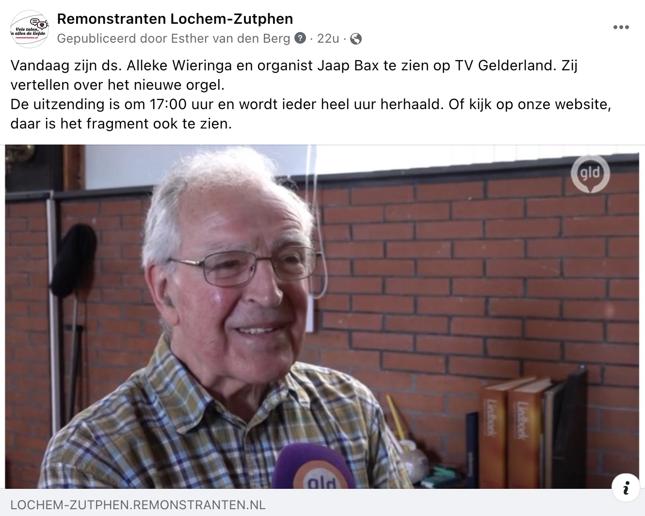 Facebookbericht voor Remonstranten